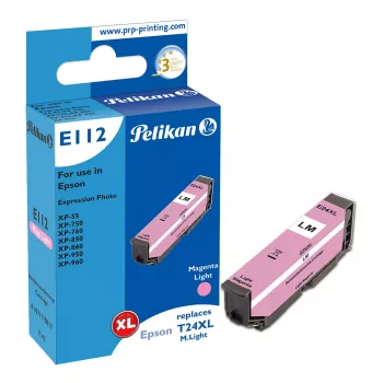 Cartouche d'encre compatible Pelikan E112 magenta clair à haut rendement (XL) pour Epson Expression Photo XP-55/XP-750/XP-760/XP-850/XP-860/XP-950/XP-960 (1 pack)