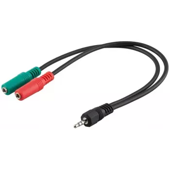 Goobay Câble adaptateur jack 3,5 mm, fiche TRRS 4 broches vers prise TRS 3 broches, 15 cm, noir