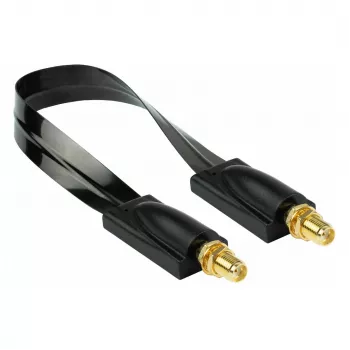 Traversée de fenêtre coaxiale HF Kabelmeister, SMA femelle vers SMA femelle, noir, 0,2 m