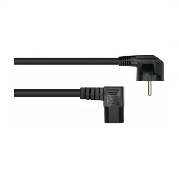Câble d'alimentation Kabelmeister prise Schuko Type E+F coudée 90° vers IEC C15 coudée à droite - 1,8 m noir