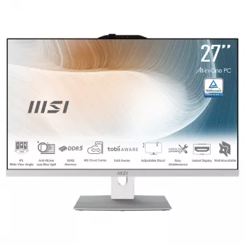 PC tout-en-un MSI Modern AM272P 1M-1426AT, 27 inch Full HD, Intel Core i5 14e génération, 16 Go RAM, 512 Go SSD, Windows 11 Home, noir et argent