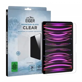 Protecteur d'écran en verre trempé Eiger Premium pour Apple iPad Pro 13 pouces 2024-2025, verre Asahi, bord incurvé 2.5D, dureté 9H, ultra-transparent, revêtement oléophobe