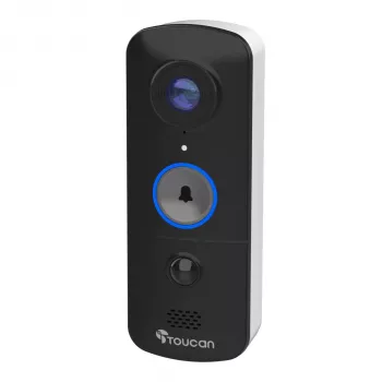 Sonnette vidéo sans fil Toucan avec carillon V3 - 1080p Full HD, grand angle 180°, vision nocturne, communication bidirectionnelle, détection de mouvement PIR, IP56, noir