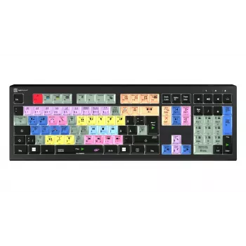 Clavier filaire USB pleine taille (100 %) Logickeyboard LKB-EDIUS-A2PC-DE à commutateurs ciseaux QWERTZ noir