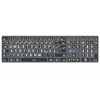 LogicKeyboard XL-Print Titan White on Black DE (Mac) - disposition QWERTZ allemande