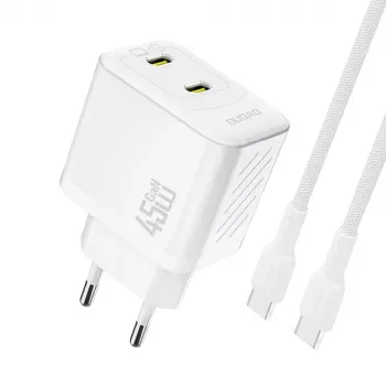 Dudao A28PCEU 45W GaN USB-C Charger with 1m USB-C Cable - White