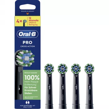 Têtes de brosse de rechange Oral-B Pro CrossAction noires lot de 4 (015431)