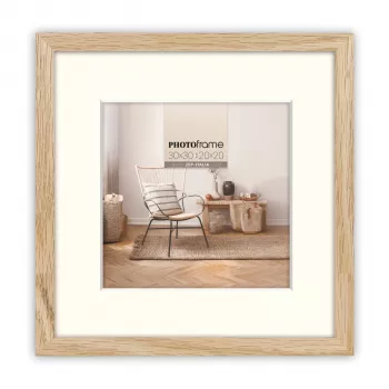 ZEP Malmo cadre photo en bois naturel 20x20/30x30 cm avec passe-partout V4530N