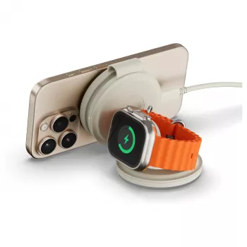 Satechi OntheGo chargeur sans fil 3-en-1 avec Qi2, sable, 15W, ST-QTG31W