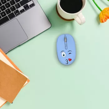 Souris sans fil INCA 1200 DPI/3 boutons/2,4 GHz USB-A Weeny Emoji bleue (IWM-245RM)