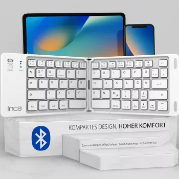 Clavier Bluetooth 5.0 pliable INCA IBK-580BT, Slim, USB-C, QWERTY, noir