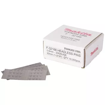 Pointes en acier inoxydable Makita F-32168 0,6 x 30 mm 10000 pièces 23 Gauge sans tête