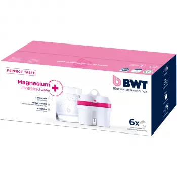 Cartouche filtrante à eau minéralisée au magnésium BWT 125681749, pack de 6