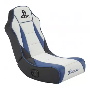 Chaise gaming de sol X Rocker Geist 2.0 PlayStation avec système audio 2.1 - blanc/bleu
