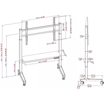 Chariot support d'écran motorisé VISION VFM-F15M pour écrans 40-86 inch - VESA jusqu'à 800x600 - Réglage en hauteur 400 mm - Noir