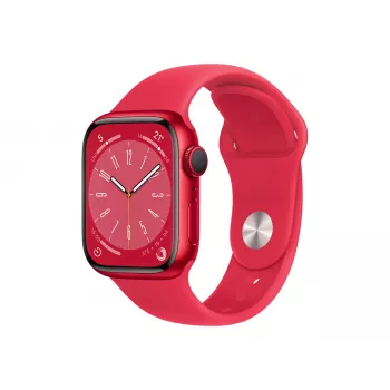 Montre connectée Apple Watch Series 8 (GPS) - (PRODUCT)RED - 41 mm - aluminium rouge - avec bracelet Sport - fluoroélastomère - rouge - taille de bracelet standard - 32 Go - Wi-Fi, Bluetooth - 32 g (MNP73FD/A)