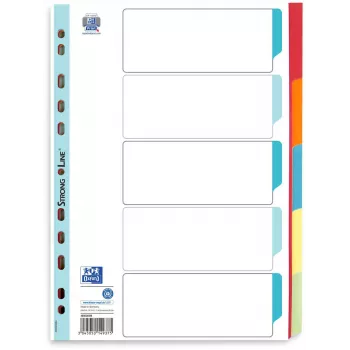 Oxford Intercalaires de classeur DIN A4 format complet vierges assortis 5 parties