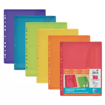6 pochettes à documents Oxford DIN A4 assorties antireflet 0,20 mm