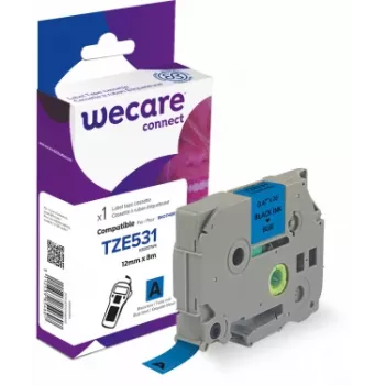 Ruban d'étiquetage compatible Armor K80051W4 noir sur bleu pour Brother TZE-531 12 mm x 8 m PET laminé
