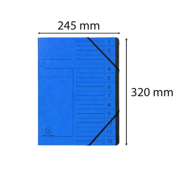 Trieur de documents Exacompta 12 compartiments bleu carton