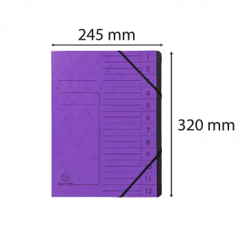Chemise à soufflet Exacompta 12 compartiments violette Colorspan