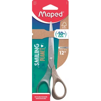Ciseaux Maped Smiling Planet 160 mm, pointe arrondie, pour droitiers, poignées ergonomiques 3D