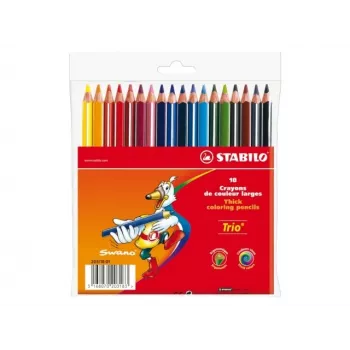 Crayons de couleur STABILO Trio, 4,2 mm, couleurs assorties, 18 pièces