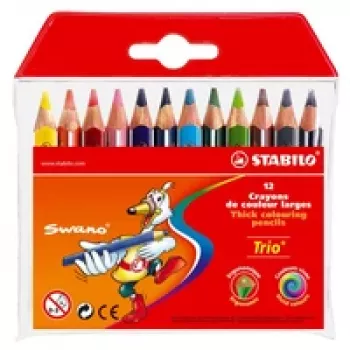 Crayons de couleur STABILO Trio - couleurs assorties - 4,2 mm - pack de 12