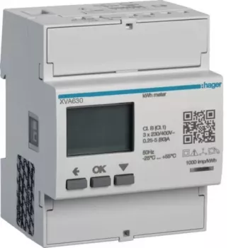 Compteur d'énergie triphasé Hager XVA630 pour mesure du surplus photovoltaïque
