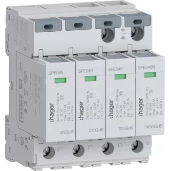Hager SPE440 parafoudre 4P type 2 TNS/TT Uc 275V In 20kA Imax 40kA