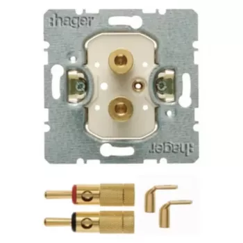 Module de prise haut-parleur Hager WDF48001 encastré High End 1 module blanc polaire