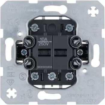 Mécanisme bouton-poussoir de groupe Hager WDE503404, 4 contacts à fermeture, position 0, bascule, encastré, blanc