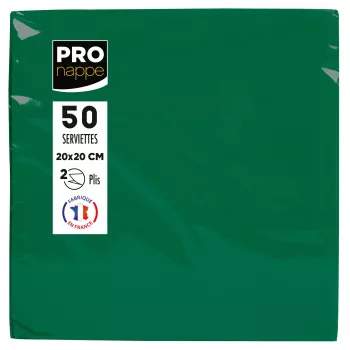 Serviettes en papier PROnappe vert sapin 2 plis 20 x 20 cm 50 pièces