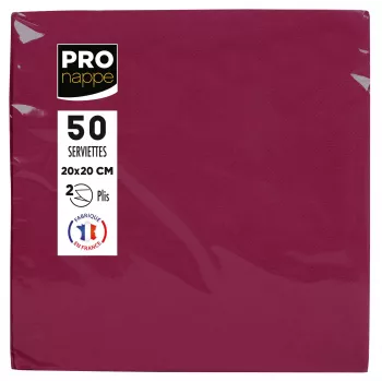 Serviettes en papier PROnappe bordeaux 2 plis 20,0 x 20,0 cm lot de 50