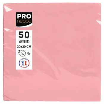 Serviettes en papier PROnappe roses 2 plis 20 x 20 cm lot de 50