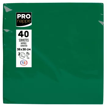 Serviettes en papier PROnappe vert pin 2 plis 19,0 x 19,0 cm lot de 40