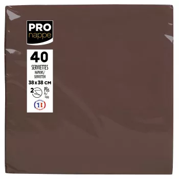 Serviettes en papier PROnappe marron 2 plis 19,0 x 19,0 cm 40 pièces