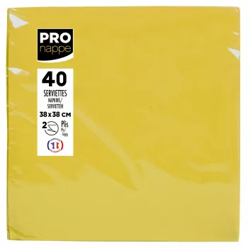Serviettes en papier PROnappe jaunes 2 plis 19,0 x 19,0 cm 40 pièces