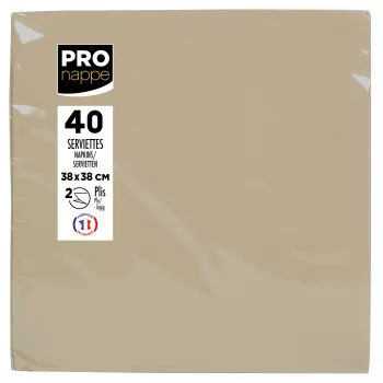 Serviettes en papier PROnappe beige-brun 2 plis 19,0 x 19,0 cm 40 pièces