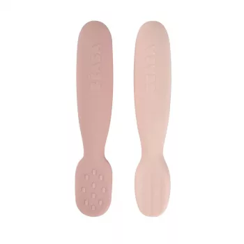 Beaba set de 2 premières cuillères et anneaux de dentition en silicone Cotton Candy/Sorbet