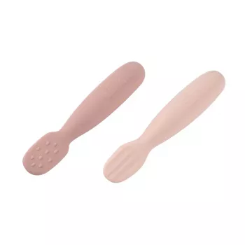 Beaba set de 2 premières cuillères et anneaux de dentition en silicone Cotton Candy/Sorbet