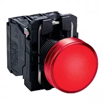 Schneider Electric XB5AVB4 bouton-poussoir lumineux, 22 mm, 24 V AC/DC, LED rouge, 1 NO, IP66