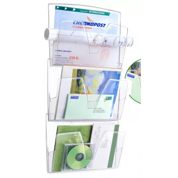 CEP Office Solution porte-brochures mural transparent DIN A4 3 compartiments