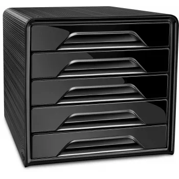 Boîte à tiroirs CEP Office Solution Smoove noire DIN A4 avec 5 tiroirs