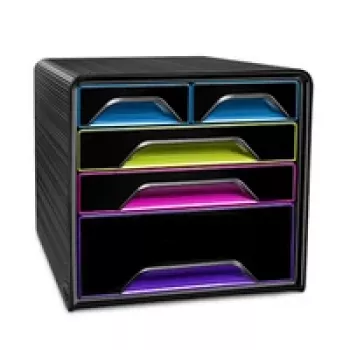 Meuble à tiroirs de bureau CEP Office Solution Smoove A4 5 tiroirs blanc/multicolore transparent