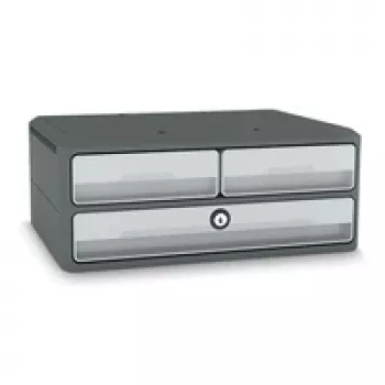 Meuble à tiroirs avec serrure CEP Office Solution MoovUp gris clair DIN A4 paysage DIN A5 paysage 3 tiroirs