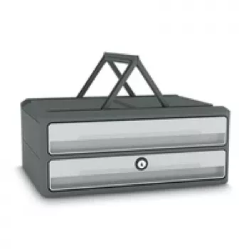 Boîte à tiroirs avec serrure CEP Office Solution MoovUp gris clair DIN A4 paysage 2 tiroirs