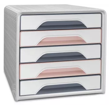 Boîte de rangement à tiroirs CEP Office Solution Smoove Mineral 5 tiroirs rose poudré polystyrène