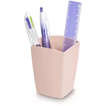 Pot à stylos CEP Office Solution Mineral 2 compartiments rose poudré rectangulaire polystyrène 74 x 74 x 95 mm