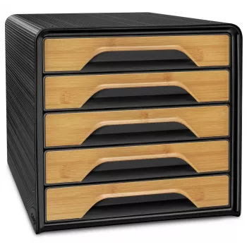 Boîte à tiroirs CEP Office Solution Smoove Silva 5 tiroirs noir/bambou